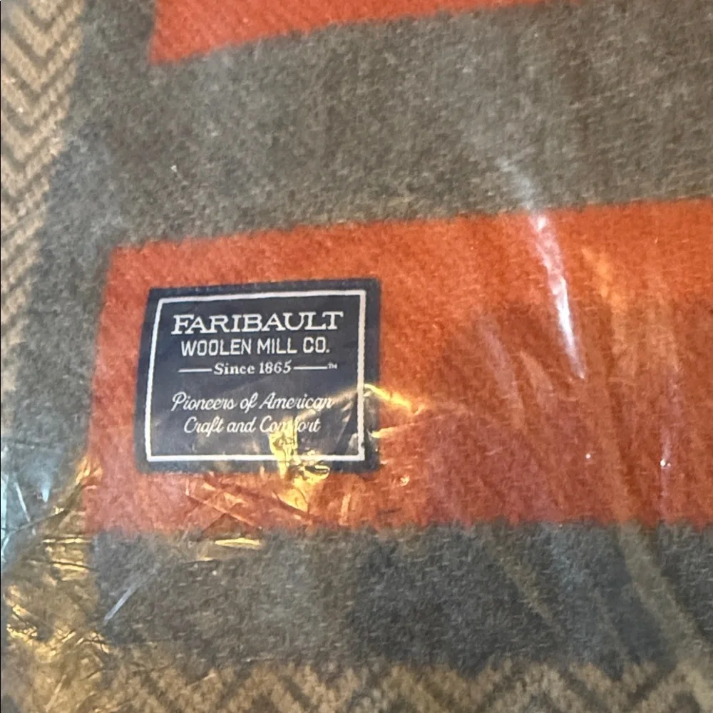 NEW Anthropologie Faribault Monogram D Wool Blend Throw Blanket